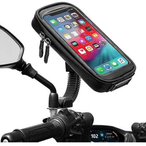 SNQ – Support de téléphone moto étanche 360° – Compatible smartphones jusqu'à 6,7 pouces – Installation facile sur rétroviseur – Résistant aux intempéries