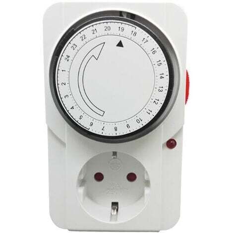 Programmeur journalier mécanique inter.Voyant 3000 W.Prise programmateur journalier mécanique, couleur blanc,16A