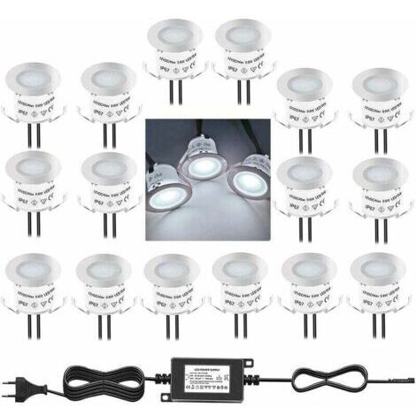 Tigrezy – Lot de 10 mini spots LED encastrables extérieurs – IP67 étanche – Lumière blanc froid 4500K – 0,6W DC12V pour terrasses et piscines
