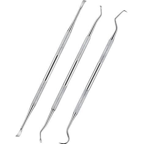 Détartreur et grattoir dentaire pour chien, 3 pièces, en acier inoxydable, à double tête, pour éliminer le tartre, outils de nettoyage des dents pour animaux de compagnie, pour chien et chat (argent)