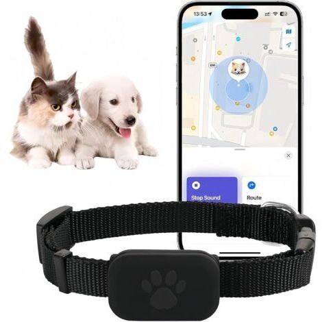 Collier de suivi GPS pour petits chats, traceur pour chiens, traceur pour animaux de compagnie, sans frais mensuels, compatible avec iOS et Android.