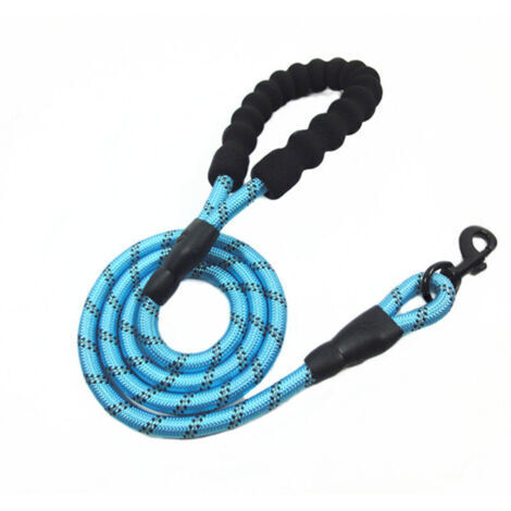 Sollbry Laisse bleue solide pour chiens de grande taille et de taille moyenne – Laisse en corde robuste hautement réfléchissante avec poignée antidérapante rembourrée douce