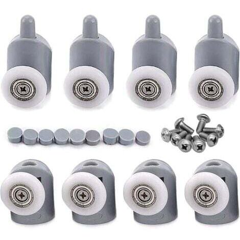 8 Pcs 23mm Galet Rouleau Roulette Roue pour Porte de Douche, Roulettes Coulissantes Porte Salle de Bain