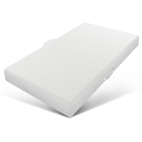 Matelas en mousse blanc 90x200x20 cm, 7 zones, réversible H2/H3, housse lavable avec fermeture zippée (1/5)