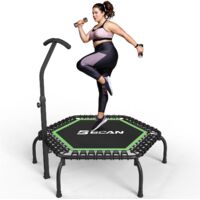Trampolino da interno BCAN Fitness, diametro Ø 102/122/130 cm, mini trampolino elastico/a molla, adatto per adulti fino a 204/250 kg, con maniglie regolabili, silenzioso e a basse vibrazioni