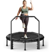 Trampolino elastico BCAN 102/122 cm per adulti, capacità di carico 204/250 kg, elastici, maniglia regolabile, stabile, silenzioso, per interni/esterni, allenamento completo del corpo, relax a casa