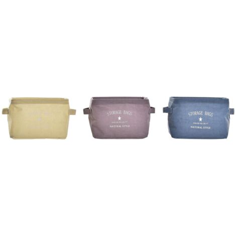 Cestino - DKD HOME DECOR - Standard - Tela - 20x16x15 cm - Colori Giallo, Blu, Granato (1/4)