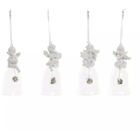 Decorazione di Natale - DKD Home Decor - Set di 4 Angeli - Resina e Vetro - Multicolore - 5x5x10,5 cm (1/5)