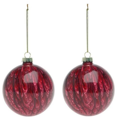 Palle di Natale - 113572 - Rosso - Marrone - Vetro - 8 cm (1/4)