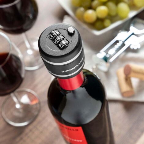 InnovaGoods Tappo per bottiglia di vino a forma di lucchetto BOTLOCK, Nero (1/5)