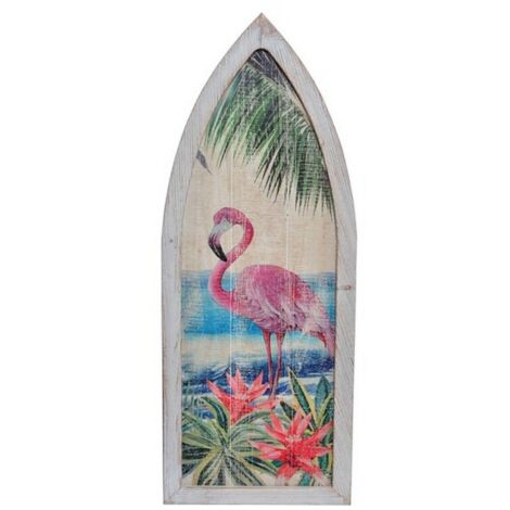 Decorazione murale - Legno Tropicale - Flamenco - Fenicottero - 40x2,5x101 cm - Design Contemporaneo (1/2)