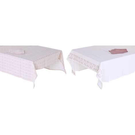 Mantel y Servilletas de Mesa - DKD HOME DECOR - 150 x 150 cm - Rosa - Blanco - 2 Unidades (1/3)