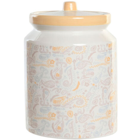 Maceta de dolomita - DKD Home Decor - Shabby Chic - Amarillo y blanco - 15x15x21 cm - Apto para lavavajillas (1/3)