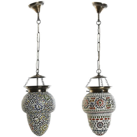 Lámpara de Techo DKD Home Decor Cristal Metal Multicolor 25 W 20 x 20 x 28 cm (2 Unidades)