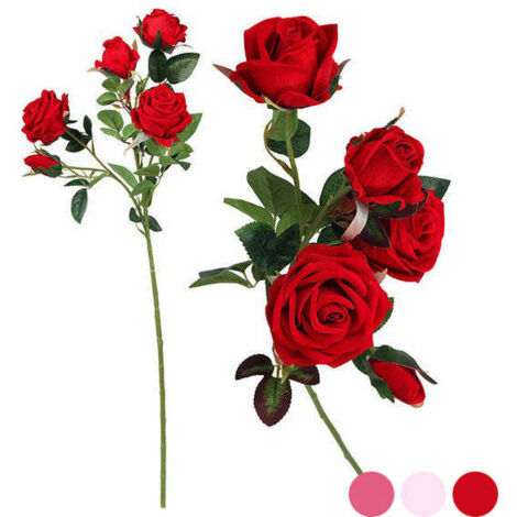 Rama de 5 rosas - Rosa 112994 - Blanco - 60 cm - Diámetro 8 cm (1/3)