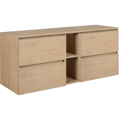 Mobiletto da bagno, Rovere Craft / Cashmere, maniglia dorata, 100 (80 + 20) x 46 x 57 cm (1/5)