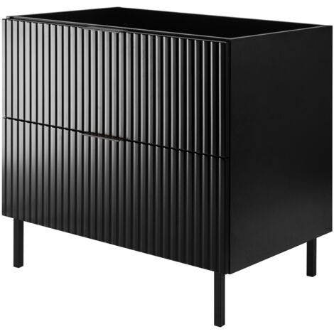 Mobile lavabo, Nero / Rovere Craft + maniglia dorata, 100 (80 + 20) x 77 x 46 cm + Piano, piedi neri