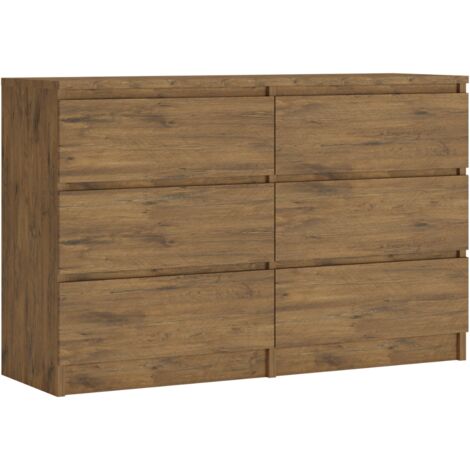 Cassettiera 8 cassetti : Bianco Opaco / Rovere Sonoma top, 120 x 39 x 102 cm