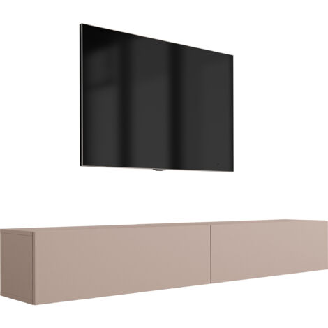 Comodino sospeso con cassetto – frontale scanalato, listelli – colore: Nero, 40 x 20 x 16 cm (1/5)