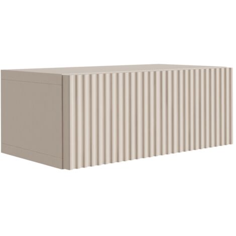 Toletta sospesa con due cassetti, frontale scanalato - colore: rosso mattone, 100 x 40 x 16 cm
