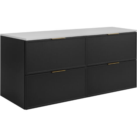 Mobiletto da bagno, Rovere Craft, maniglia dorata, 140 ( 2 x 60 + 20) x 46 x 57 cm (1/5)