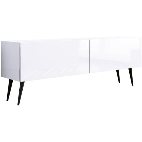 Mobile TV : Nero Opaco / Nero Lucido, gambe cromate, 140 x 52 x 32 cm (1/5)