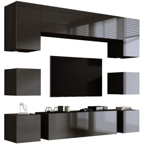 Unità a parete: 10 ante, 20 ripiani, Rovere Sonoma, larghezza: 300 cm, altezza: REGOLABILE, profondità: 42 cm (1/5)