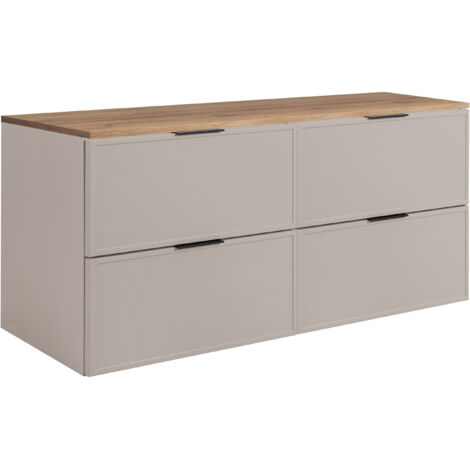Mobiletto da bagno, Grigio Scuro / Rovere Craft, maniglia dorata, 140 ( 2 x 60 + 20) x 46 x 57 cm (1/5)