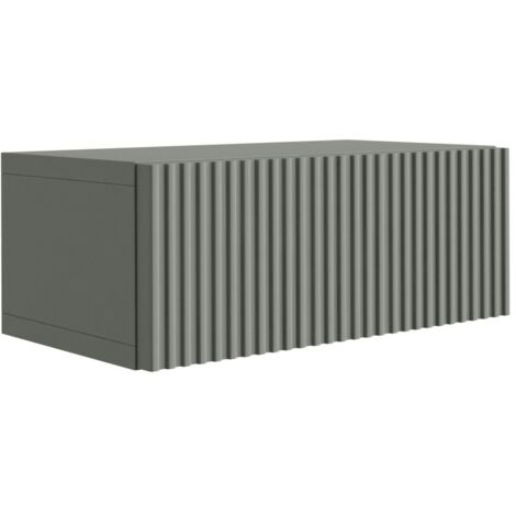 Comodino sospeso con cassetto – frontale scanalato, listelli – colore: Cashmere, 40 x 20 x 16 cm