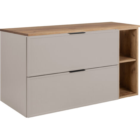 Mobiletto da bagno, Grigio Scuro / Rovere Craft, maniglia dorata, 120 (2 x 60) x 46 x 57 cm (1/5)
