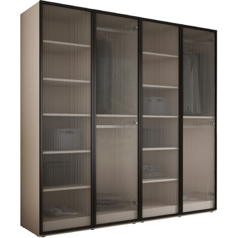 Armadio: Beige Sabbia / Vetro Scanalato, 200 x 200 x 51 cm
