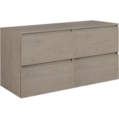 Mobiletto da bagno, Rovere Craft / Bianco, maniglia oro, 100 (80 + 20) x 46 x 57 cm (1/5)