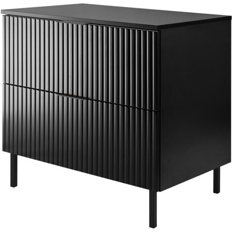 Mobile lavabo, Nero, 80 x 77 x 46 cm, maniglia nera, gambe nere + Piano