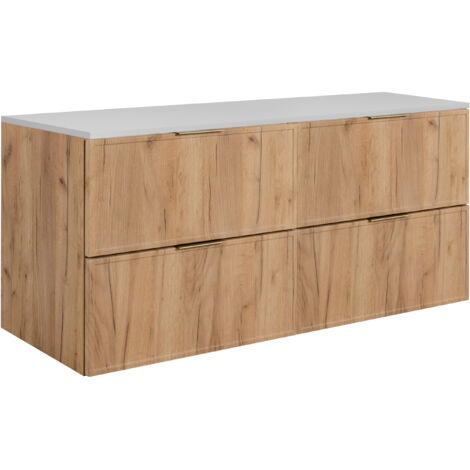 Mobiletto da bagno, Cashmere / Rovere Craft, maniglia nera, 120 (2 x 60) x 46 x 57 cm (1/5)