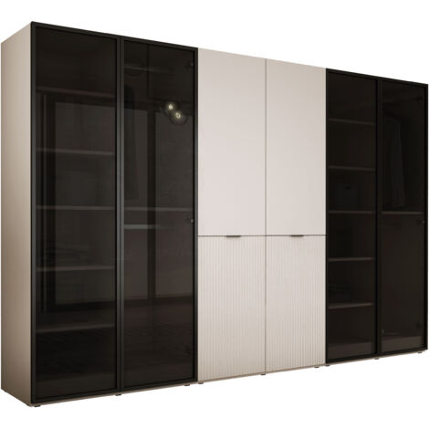 Armadio: Beige Sabbia / Vetro Scanalato, 100 x 200 x 51 cm