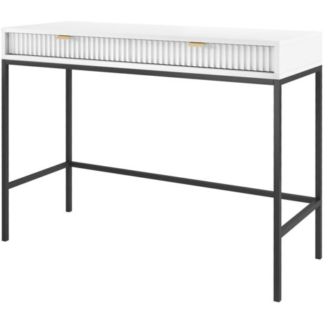 Toeletta: 2 cassetti, labrador, Nero, 104 x 78 x 50 cm, maniglie dorate