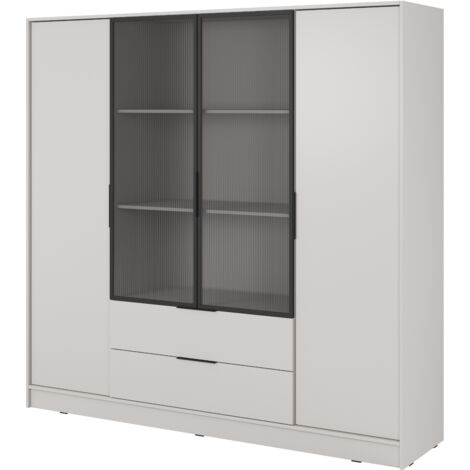 Armadio moderno in cashmere con ante in vetro - Dimensioni 206 x 200 x 51 cm - Eleganza e funzionalità (1/5)