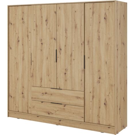 Armadio moderno in rovere realizzato a mano - Dimensioni 206 x 200 x 51 cm - Stile rustico e senza tempo