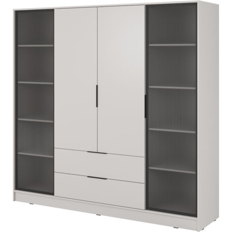 Armadio moderno in cashmere con ante in vetro - Dimensioni 206 x 200 x 51 cm - Eleganza e funzionalità (1/5)
