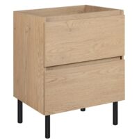 Mobile da bagno 140 cm (2x 60 + 20) con piano di lavoro superiore + piedini per mobili, Colore: Rovere Chiaro, 140 x 46 x 80,7 cm