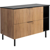 Mobile lavabo, Nero / Rovere Craft + maniglia dorata, 120 (2 x 60 cm) x 77 x 46 cm + Piano, piedi neri