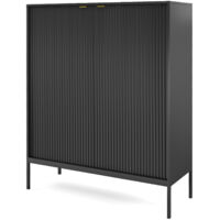Cassettiera: 2 ante, Grigio, Nero, 104 x 125 x 39 cm, maniglie dorate