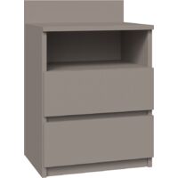Comodino: due cassetti, 1 ripiano, Argilla, 30 x 51 x 40cm