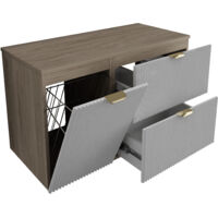 Mobile bagno con frontale scanalato 40 cm con lavabo, rovere cremona (MDF), con maniglia oro, 40,5 × 22,5 × 57 cm
