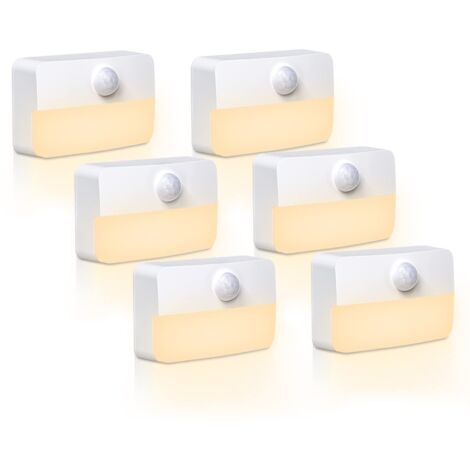 Lot de 6 veilleuses LED avec détecteur de mouvement – Lumière blanche chaude, économie d'énergie, compactes et sûres pour les enfants et les personnes âgées (1/5)