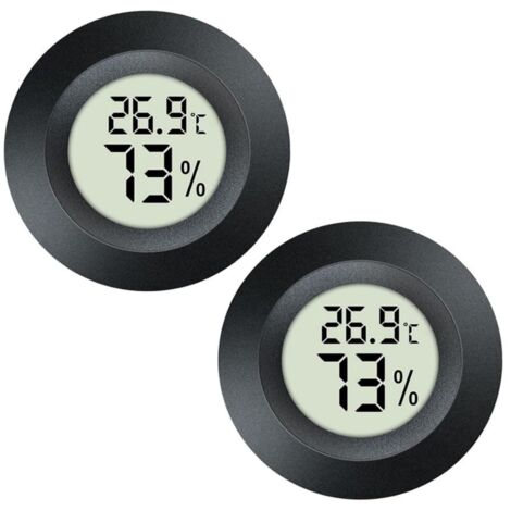 Hygromètre - Lot de deux - Thermomètre - Hygromètre numérique - Moniteur d'humidité adapté à une utilisation intérieure et extérieure - Thermomètre pour reptiles - Convient aux caves à cigares, serres (1/5)