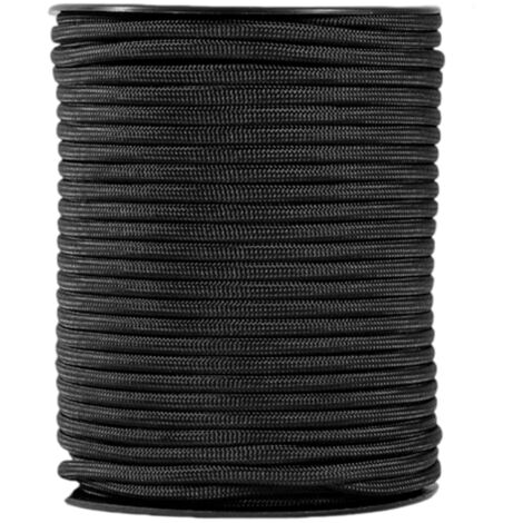 Cordon élastique noir 4mm x 50 mètres sur bobine, de haute qualité, résistant, avec une texture douce, idéal pour couture, artisanat et diverses utilisations. (1/5)