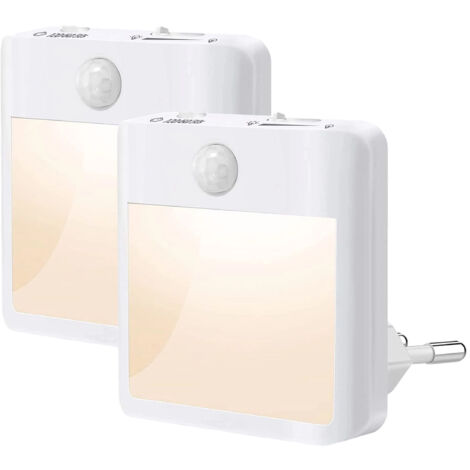 Veilleuse LED, Lampe Nuit avec Détecteur de Mouvement et Capteur de Lumière, Blanc Chaud [Lot de 2] (1/5)