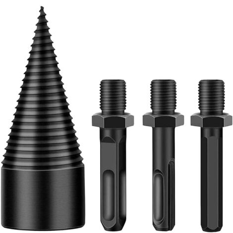 Fendeurs de bches,42mm Foret de Fendeuse de Bois,Fendeur de Bois Conique pour Perceuse à Bois et Fraise à Bois,Durable Outil De Broyage De Bois De Cne De Vis De Fendage avec 3 poignées (1/5)