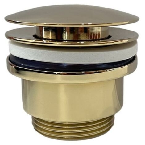 Bonde de lavabo Universelle Click-Clack Gold Antique Bonde de lavabo de Salle de Bain avec trop-Plein, Bouchon Pop-up en Laiton (Antique Gold)